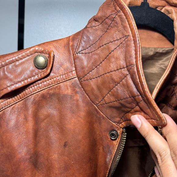 Mango Men's Tan Leather Bomber Jacket - Picture 12 of 16